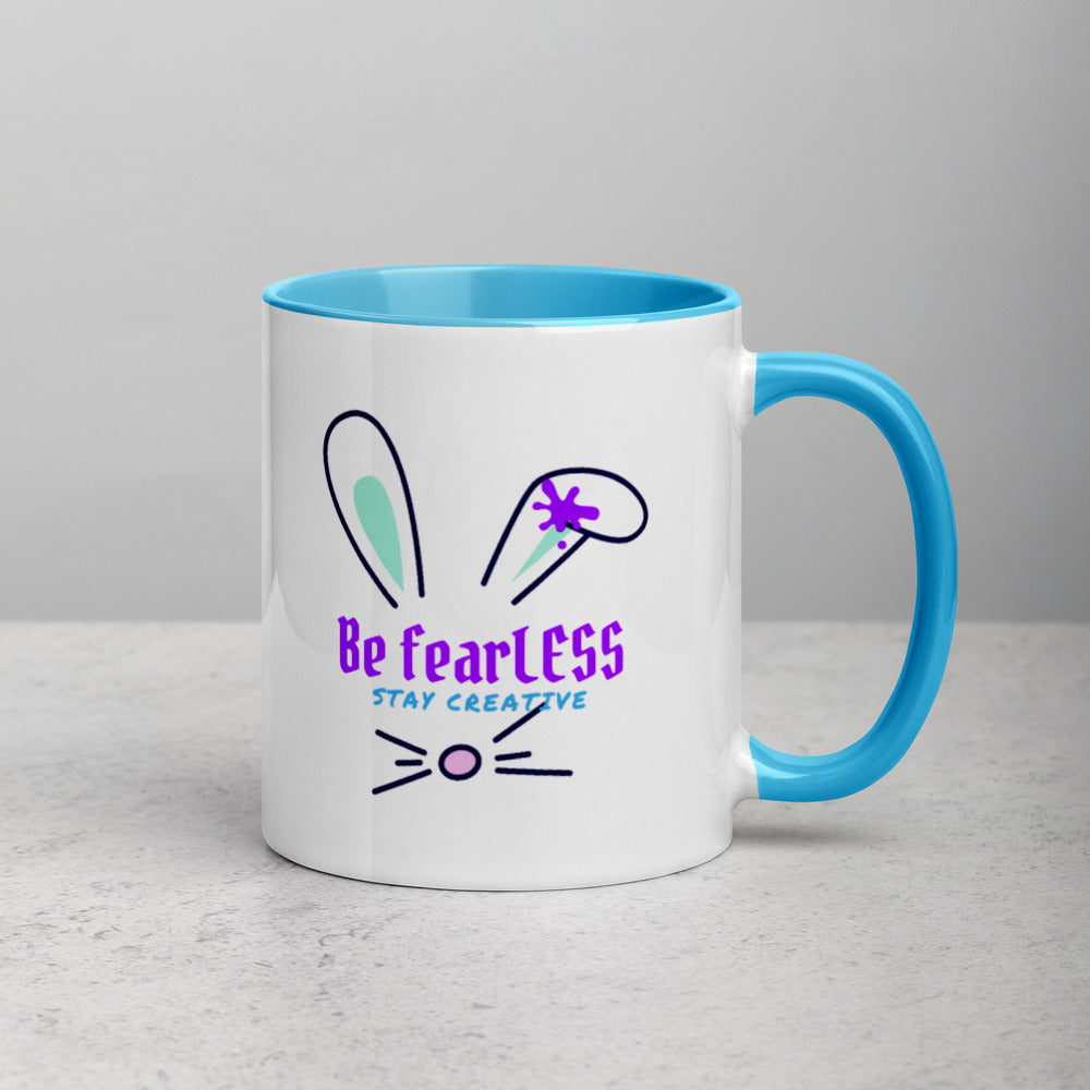 Be FearLESS Stay Creative Rabbit Mug w. Color Inside