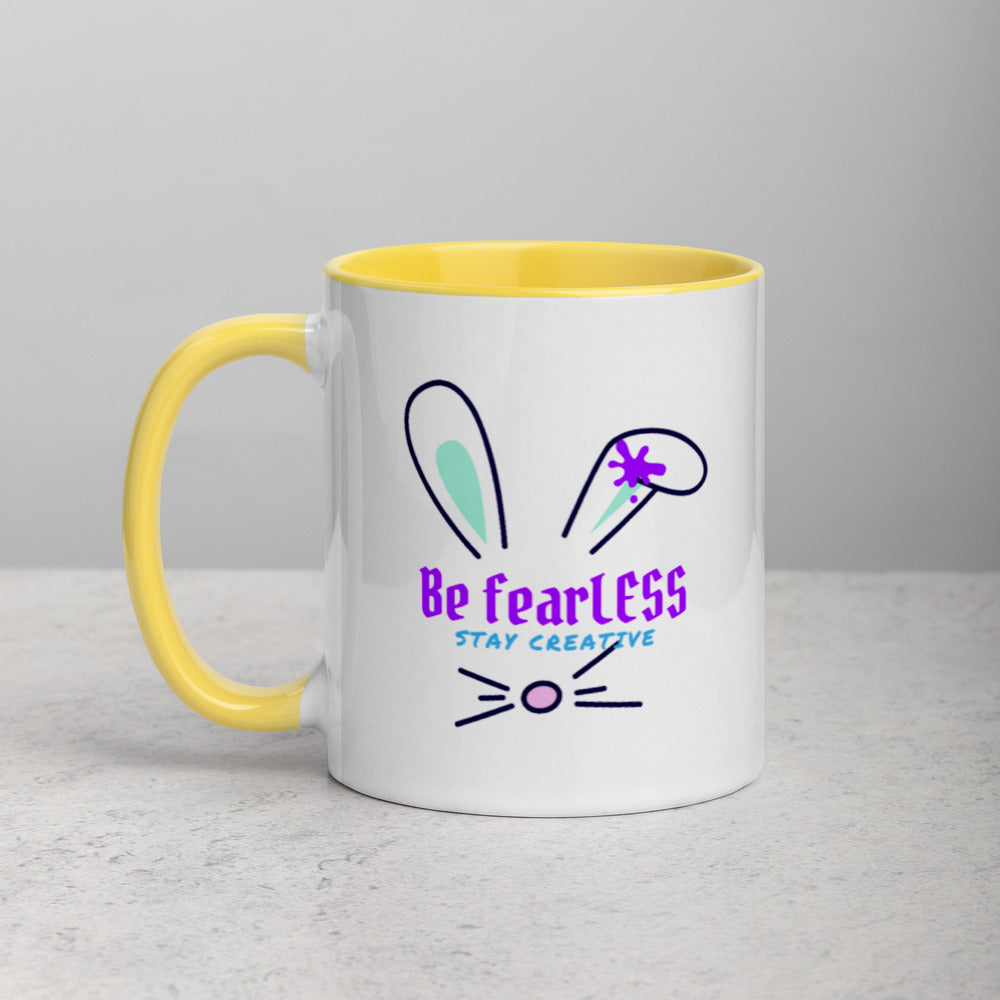 Be FearLESS Stay Creative Rabbit Mug w. Color Inside