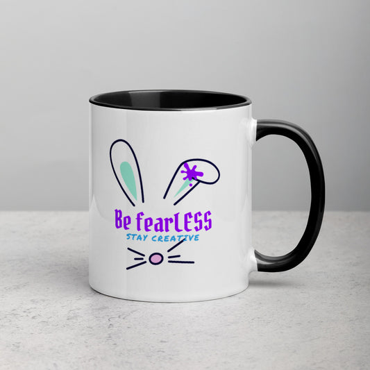 Be FearLESS Stay Creative Rabbit Mug w. Color Inside